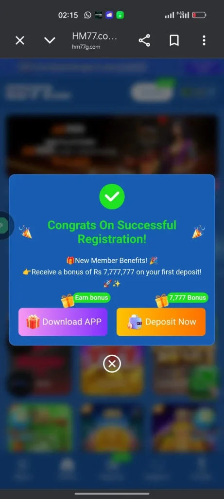 HM77 Game Welcome Bonus